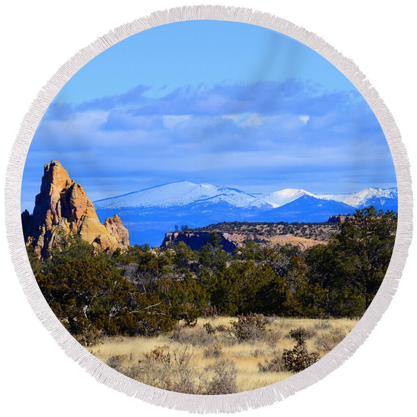 Southwest Landscape Round Beach Towel featuring the photograph Point with a view by Robert WK Clark