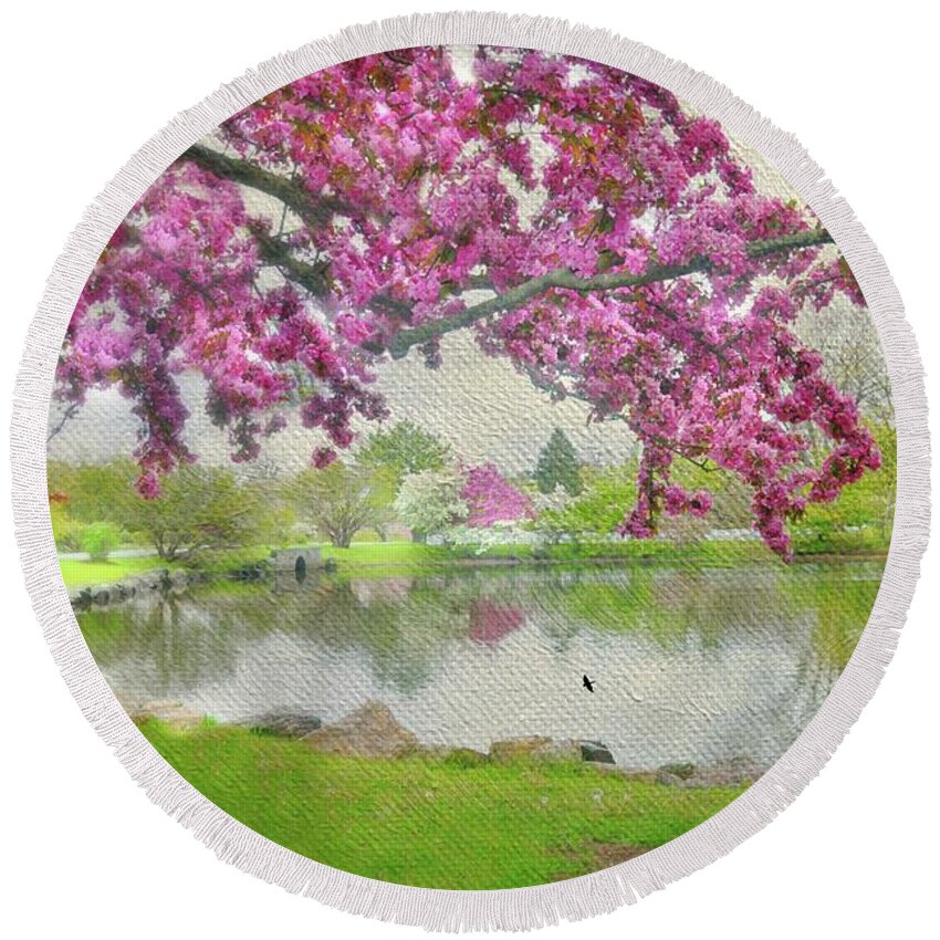 Landscape Round Beach Towel featuring the photograph Politely by Diana Angstadt