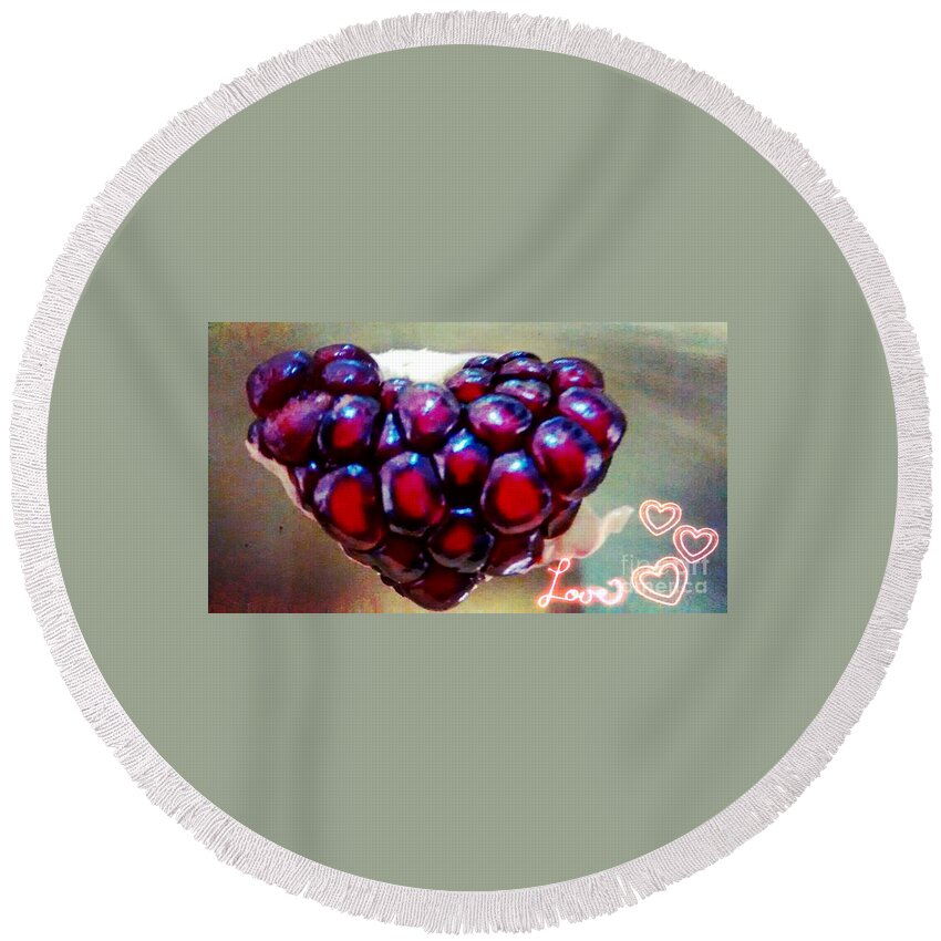 Heart Round Beach Towel featuring the digital art Pomegranate Heart by Genevieve Esson