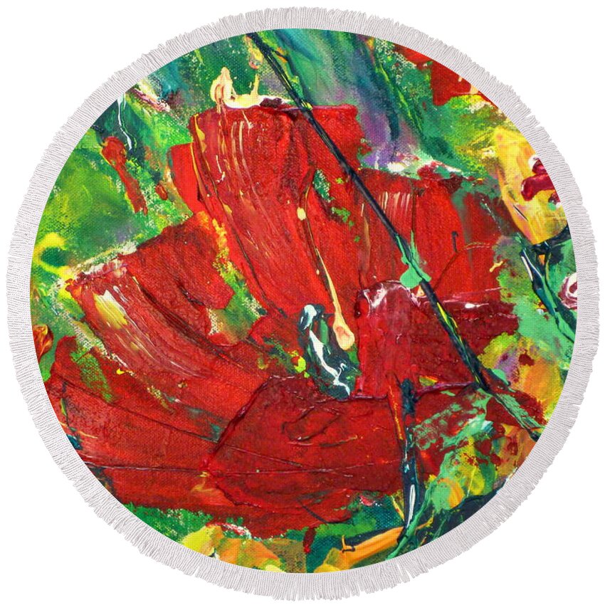 Flowers Round Beach Towel featuring the painting Poppy II by Tracy Bonin