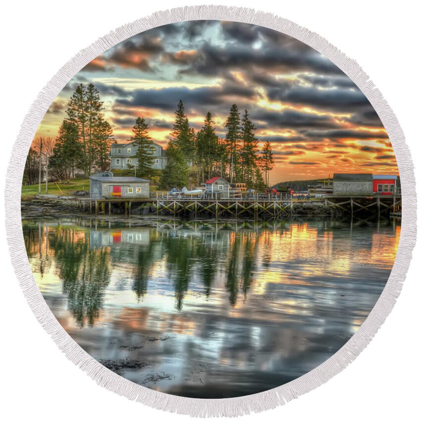 Landscape Round Beach Towel featuring the photograph Port Clyde Majesty by Jeff Cooper