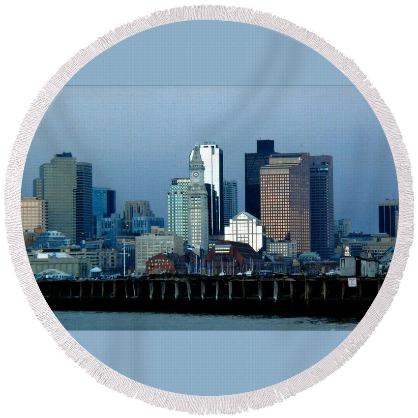 Boston Round Beach Towel featuring the photograph Port of Boston by Robert Nickologianis