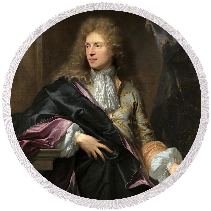 Hyacinthe Rigaud Round Beach Towel featuring the painting Portrait of Pierre-Vincent Bertin by Hyacinthe Rigaud
