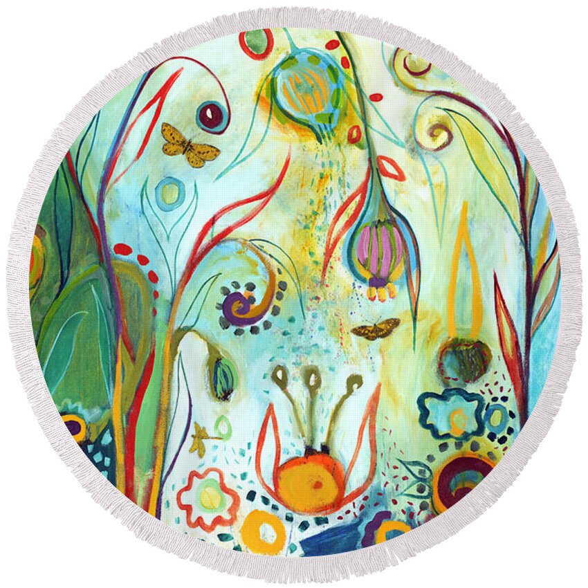 Garden Round Beach Towel featuring the painting Possibilities by Jennifer Lommers