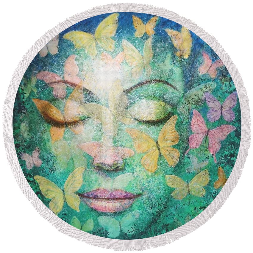Meditation Round Beach Towel featuring the painting Possibilities Meditation by Sue Halstenberg