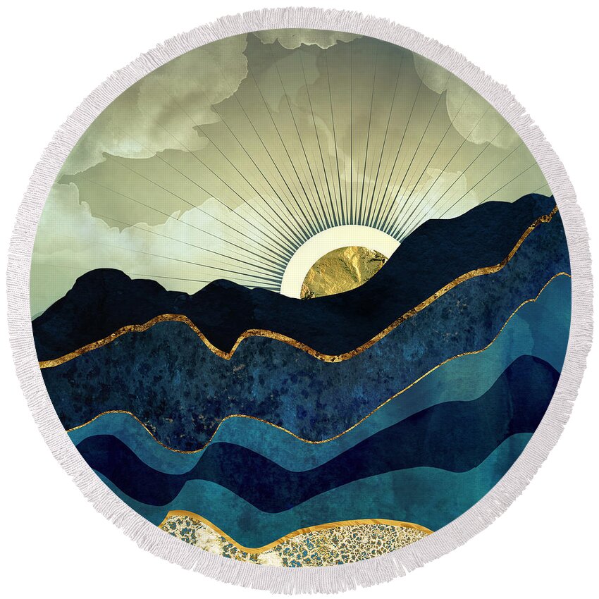 Eclipse Round Beach Towel featuring the digital art Post Eclipse by Spacefrog Designs