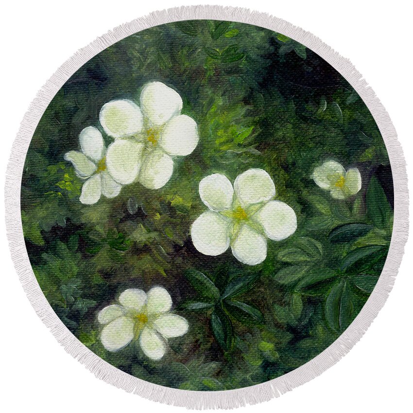 Flowers Round Beach Towel featuring the painting Potentilla by FT McKinstry
