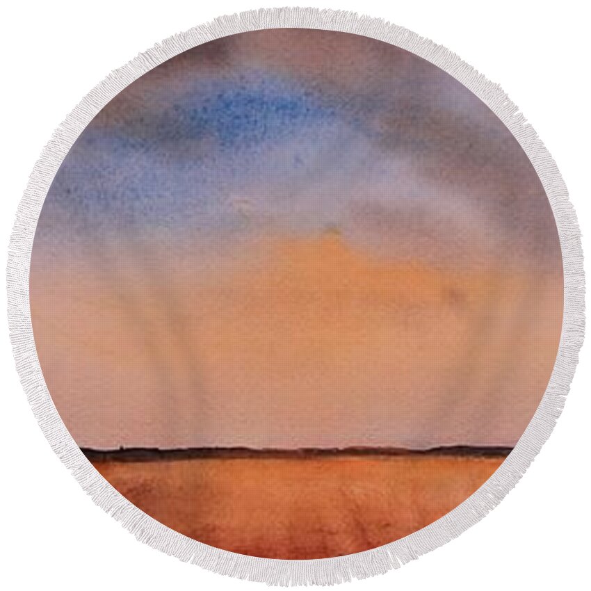 Prairie Round Beach Towel featuring the painting Prairie Playground by Ruth Kamenev