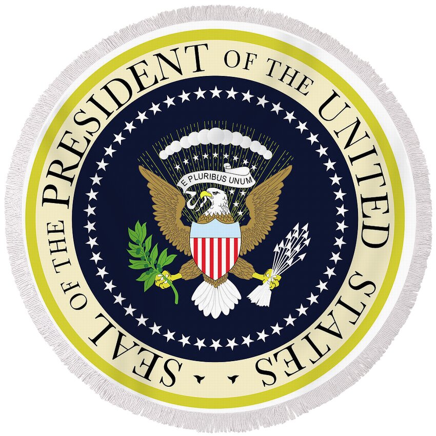 Presidential Round Beach Towel featuring the digital art Presedent Seal by Bigalbaloo Stock