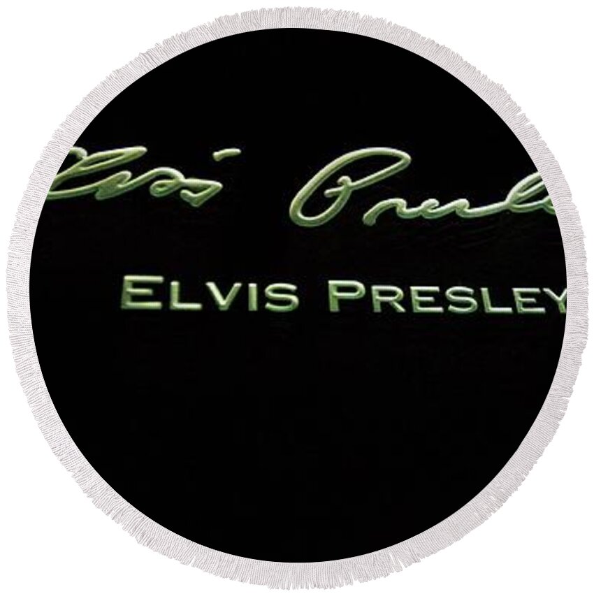 Rock And Roll Round Beach Towel featuring the photograph Presley Signature by David Bearden
