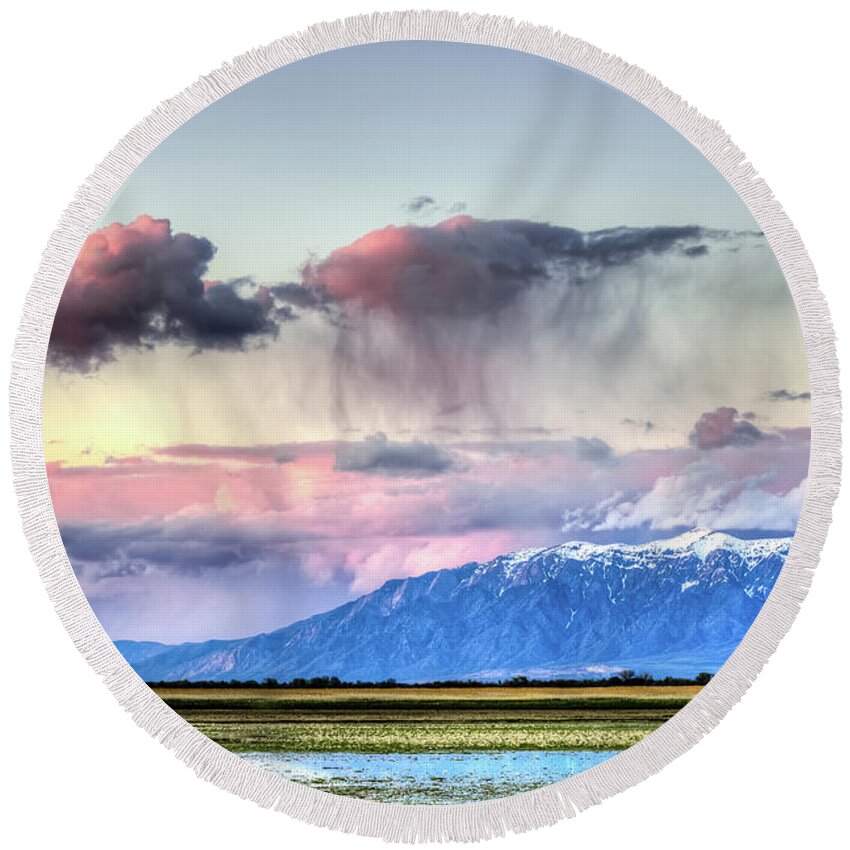 Pink Round Beach Towel featuring the photograph Pretty in Pink by Bryan Carter