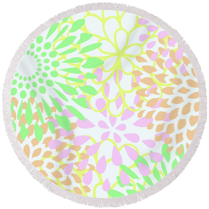 Pastel Colors Round Beach Towel featuring the digital art Pretty Pastels by Inspired Arts