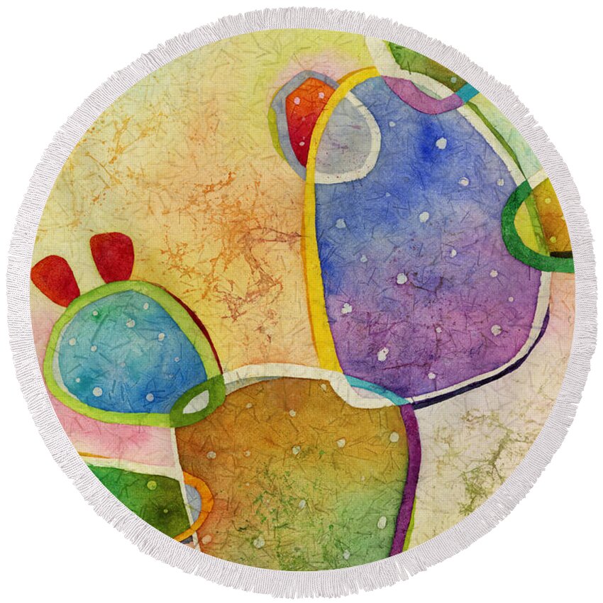 Cactus Round Beach Towel featuring the painting Prickly Pizazz 3 by Hailey E Herrera