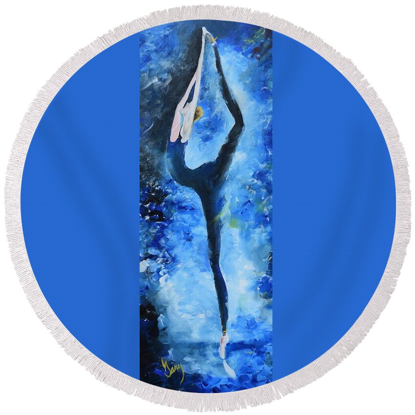 Dancer Round Beach Towel featuring the painting Ballerina Dancing by Gary Smith
