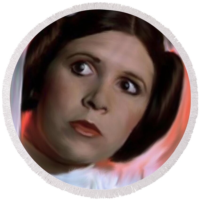 Star Wars Round Beach Towel featuring the painting Princess Leia by Jack Bunds