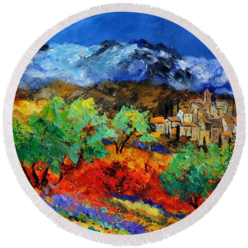 Landscape Round Beach Towel featuring the painting Provence 790050 by Pol Ledent