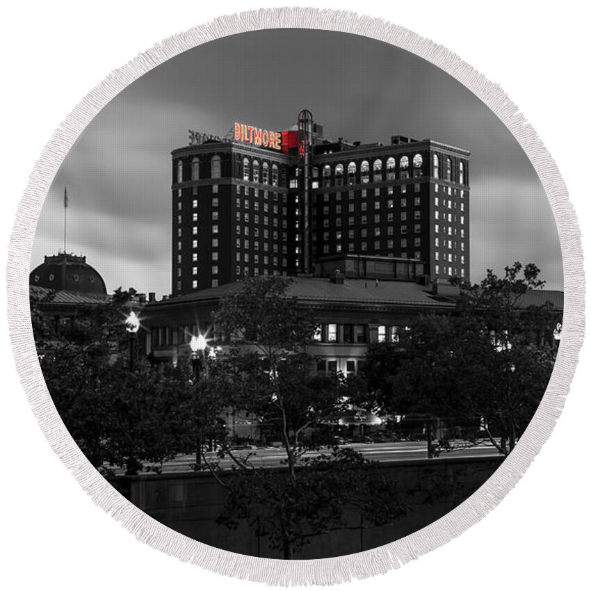 Andrew Pacheco Round Beach Towel featuring the photograph Providence Biltmore by Andrew Pacheco