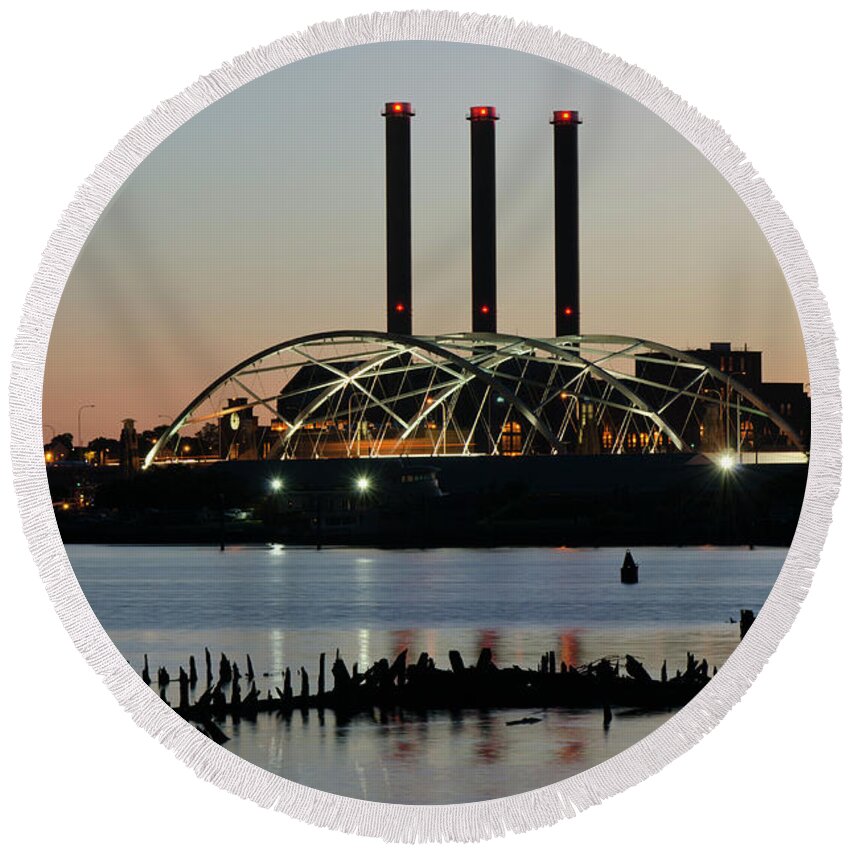 Providence Round Beach Towel featuring the photograph Providence Harbor III by David Gordon