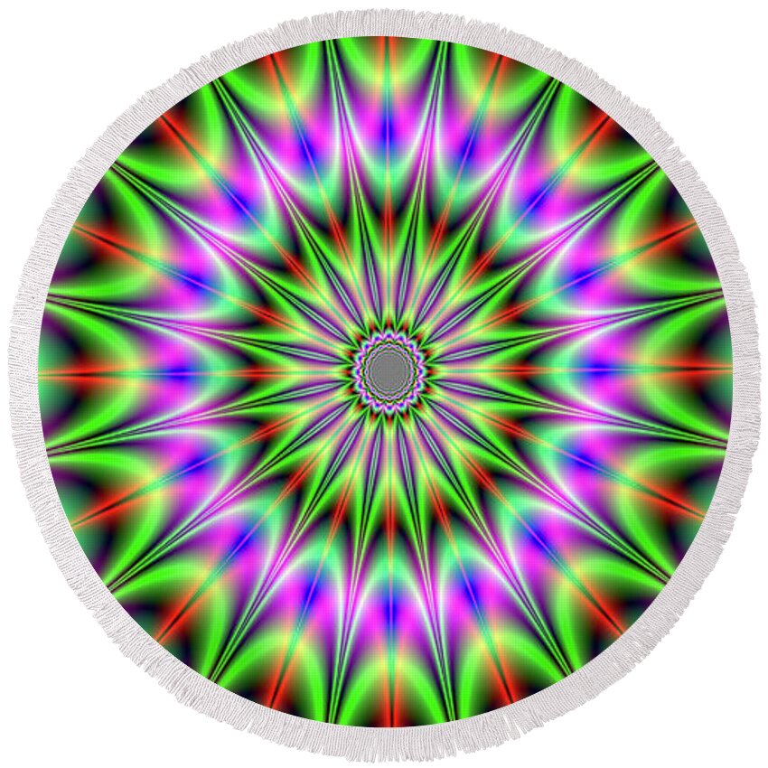 Adult Round Beach Towel featuring the digital art Psychedelic star by Mitchell Watrous