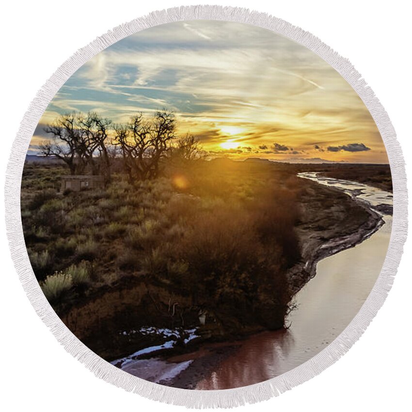 United States Round Beach Towel featuring the photograph Puerco river by SAURAVphoto Online Store