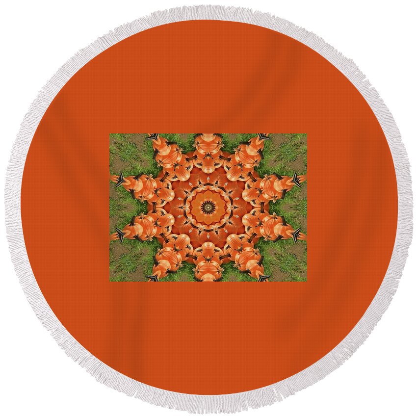 Pumpkins Round Beach Towel featuring the photograph Pumpkins Galore by Charles HALL
