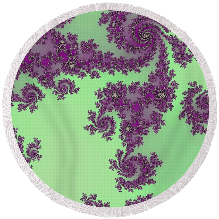 Purple Lace Round Beach Towel featuring the digital art Purple Lace by Becky Herrera