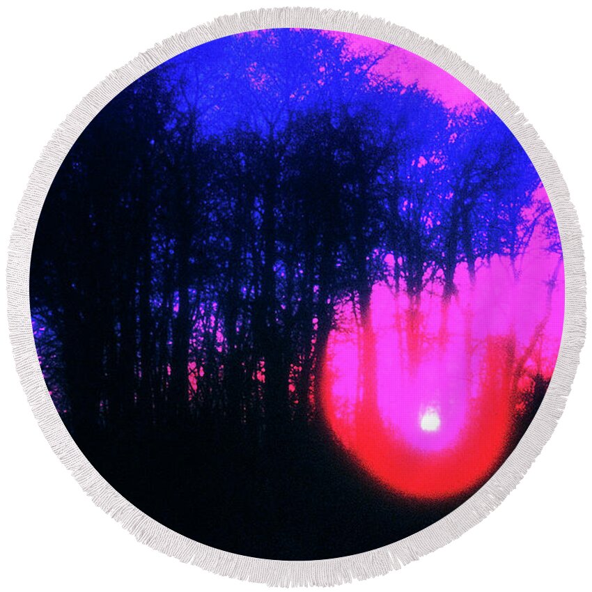 Landscape Round Beach Towel featuring the photograph Purple Sunset by Craig J Satterlee