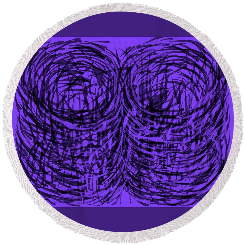 Purple Round Beach Towel featuring the digital art Purple Swirls by Joe Roache