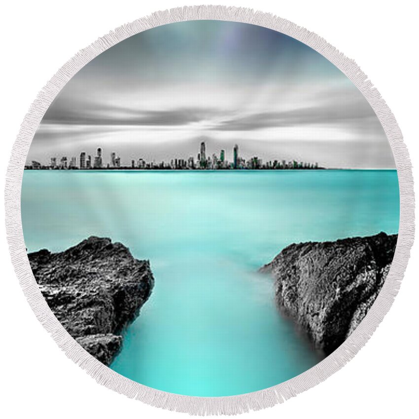 Seascape Photography Round Beach Towel featuring the photograph Quantum Divide Panorama by Az Jackson