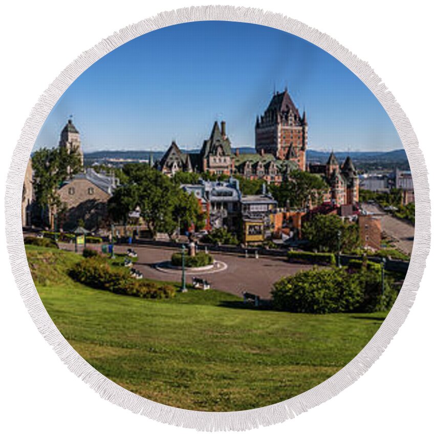 19th Century Round Beach Towel featuring the photograph Quebec City Panorama by Chris Bordeleau