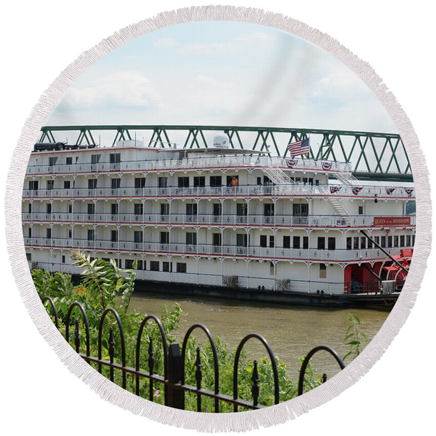  Round Beach Towel featuring the photograph Queen of the Mississippi by Holden The Moment