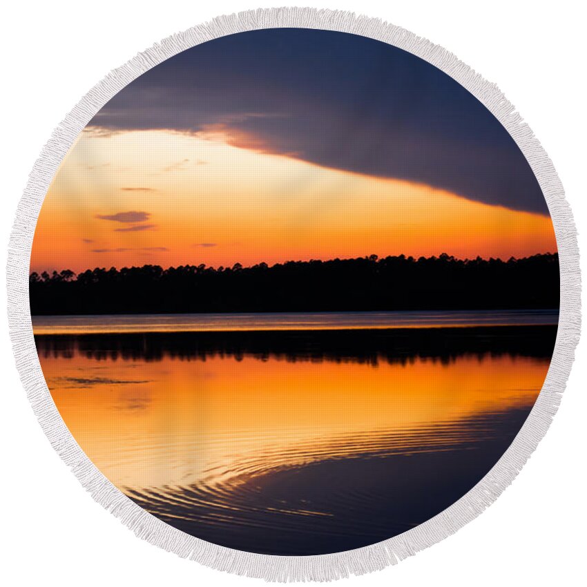 Sunset Round Beach Towel featuring the photograph Quiet at Dusk by Parker Cunningham