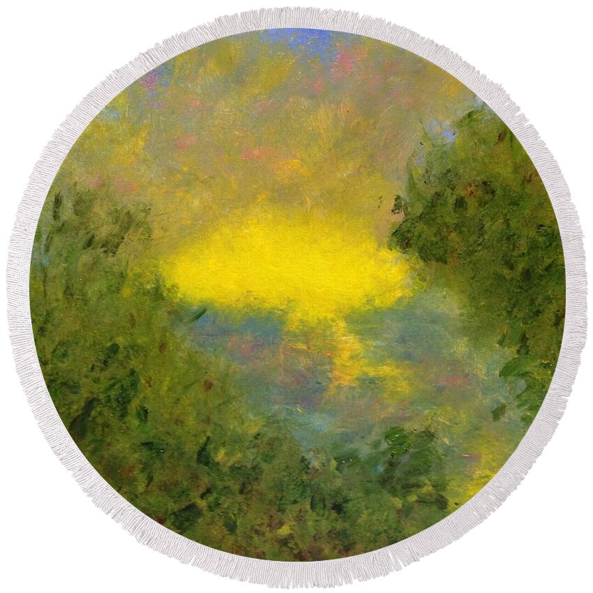  Round Beach Towel featuring the painting Quiet Evening by Barrie Stark