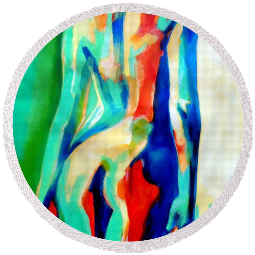 Nude Figures Round Beach Towel featuring the painting Quiet nude by Helena Wierzbicki