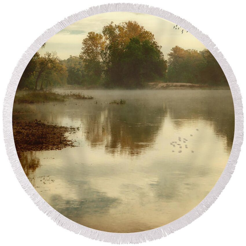 River Round Beach Towel featuring the photograph Quiet River by Tamyra Ayles