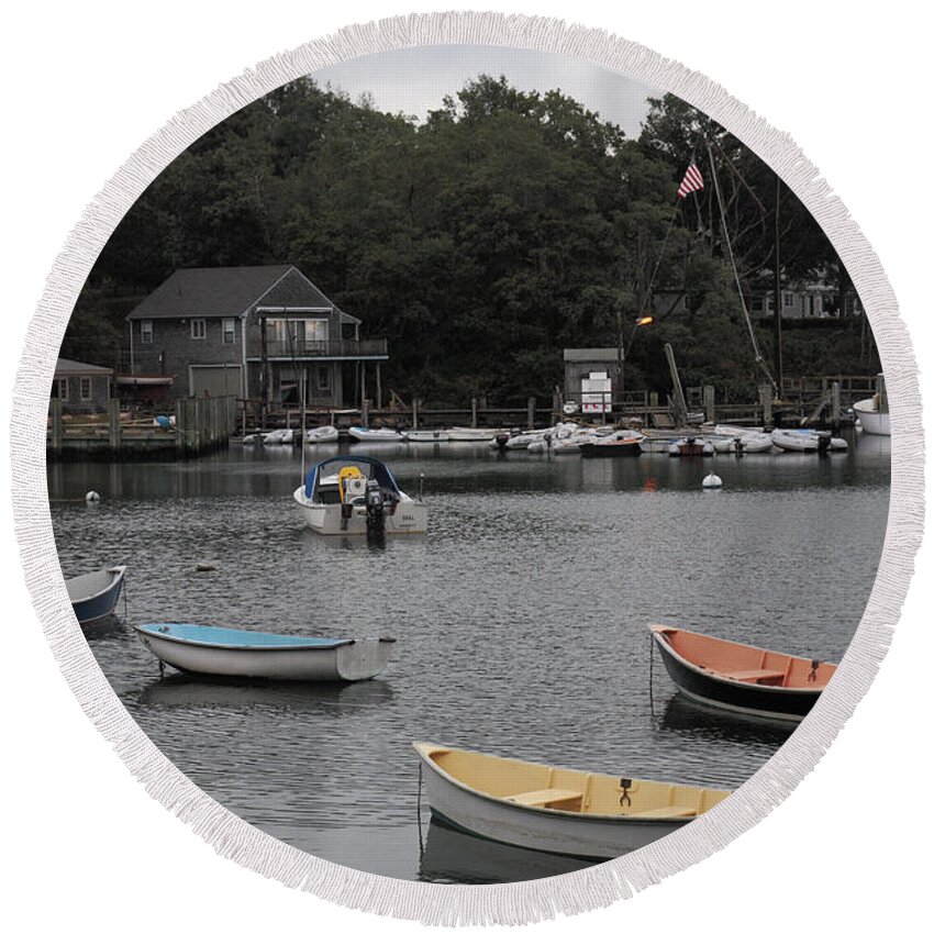 Anchorage Round Beach Towel featuring the photograph Quisset Harbor Twilight on Cape Cod by William Kuta