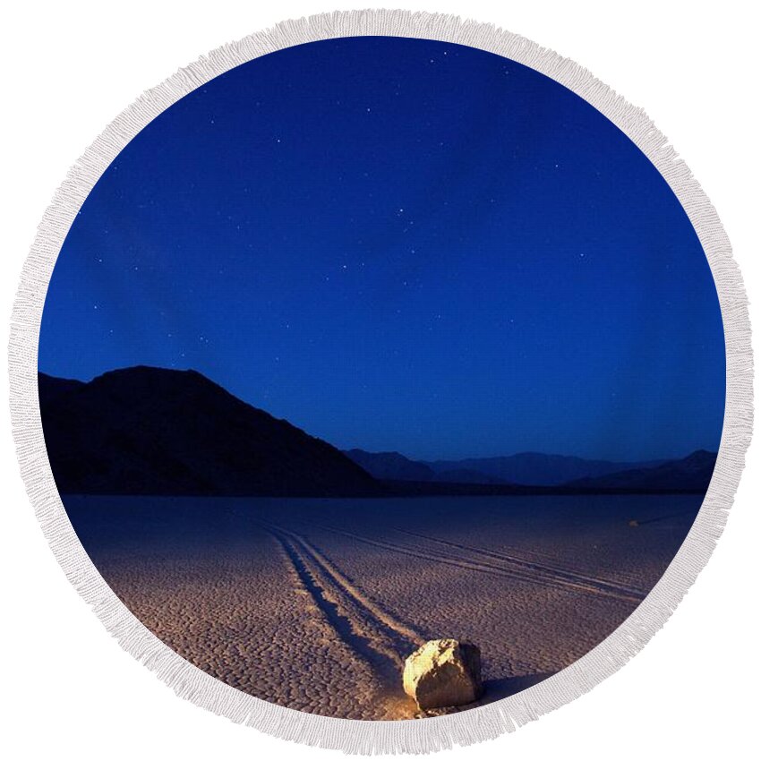 Death Valley Round Beach Towel featuring the photograph Racing Before Sunrise by David Andersen