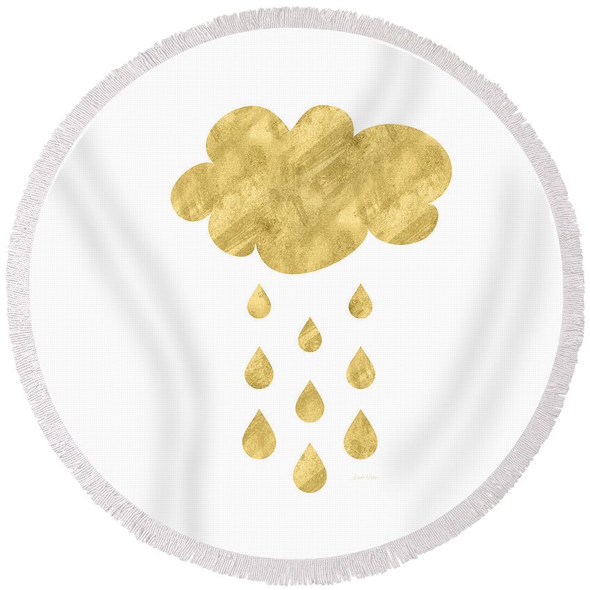 Rain Round Beach Towel featuring the mixed media Rain Cloud- Art by Linda Woods by Linda Woods