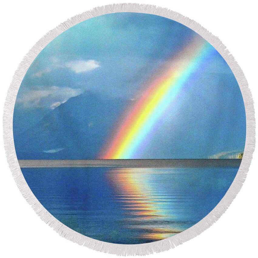 Rainbow Round Beach Towel featuring the photograph Rainbow 3 by Marty Koch