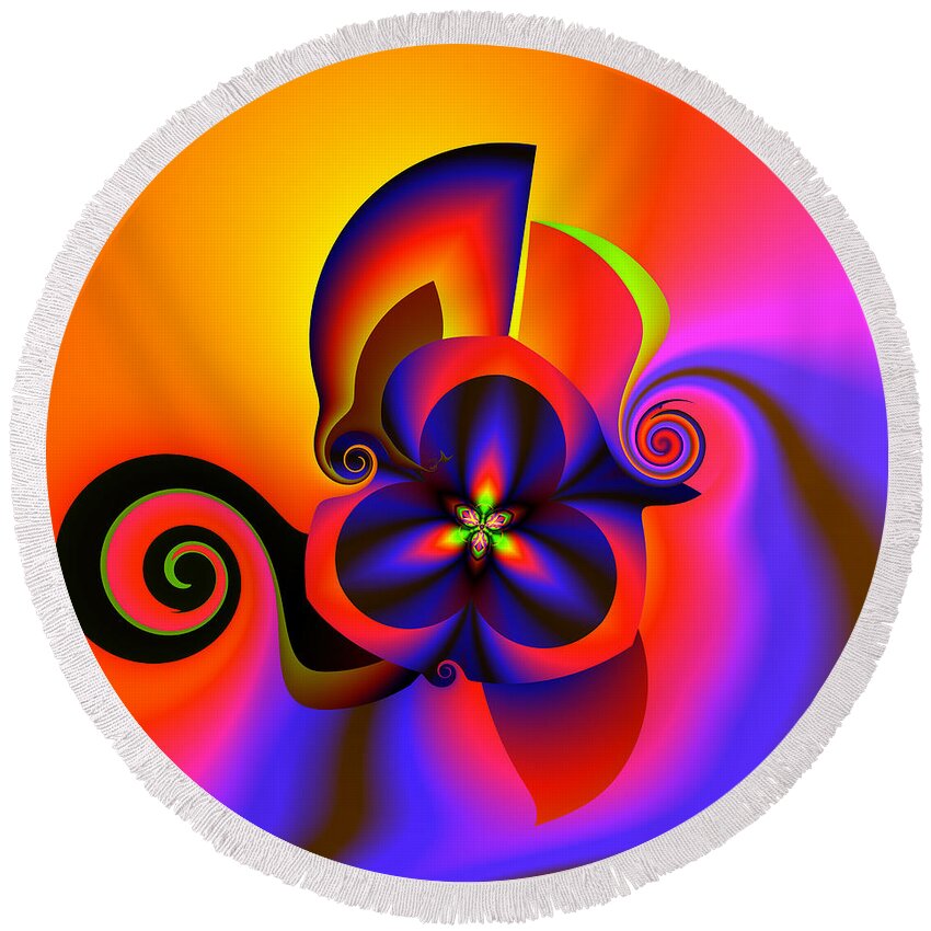 Generative Round Beach Towel featuring the digital art Rainbow infusion by Claude McCoy