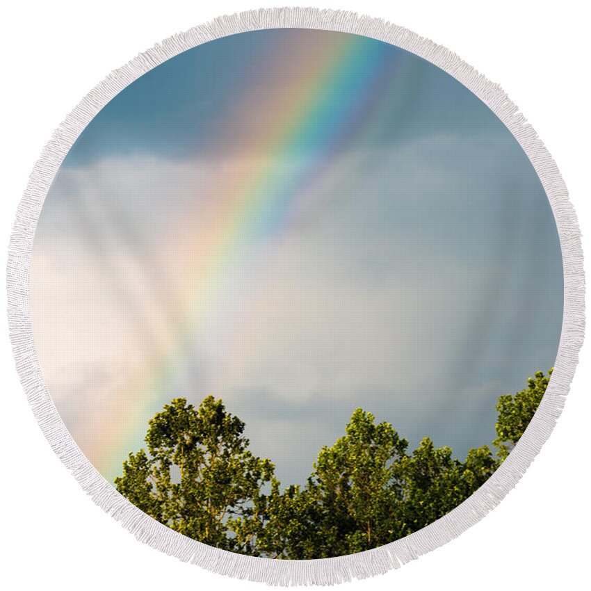 Rainbow Round Beach Towel featuring the photograph Rainbow by Holden The Moment