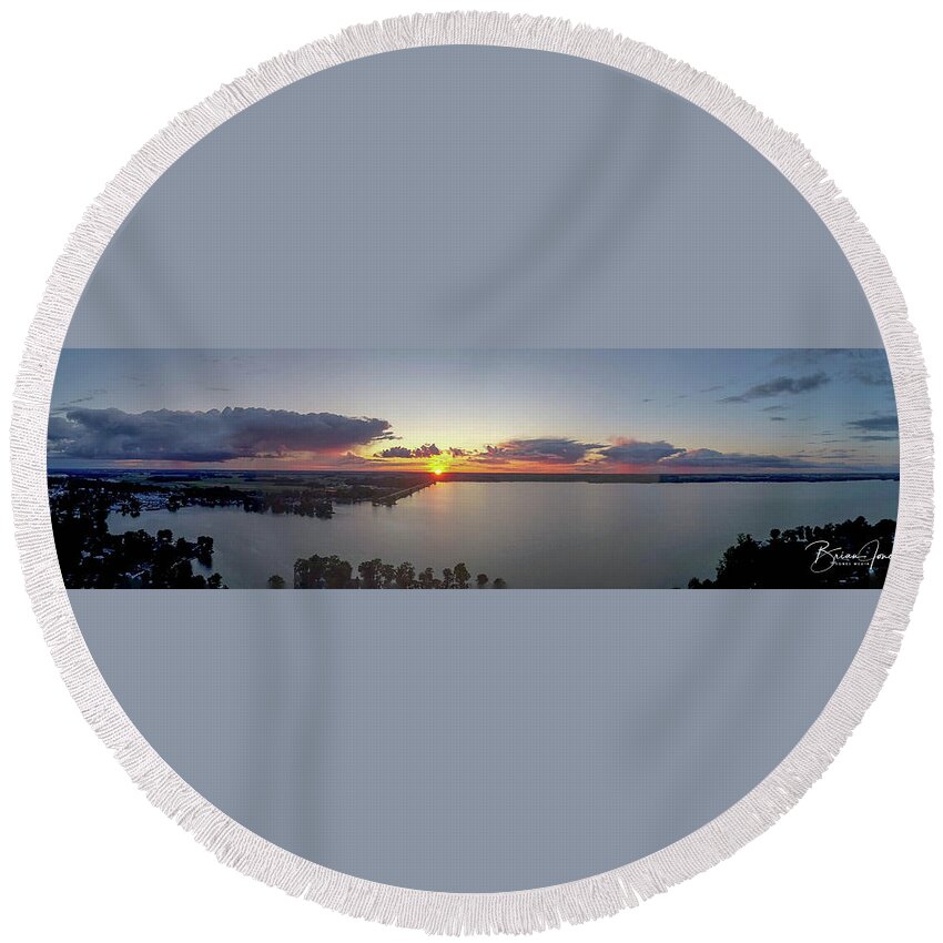  Round Beach Towel featuring the photograph Rainy Sunset by Brian Jones
