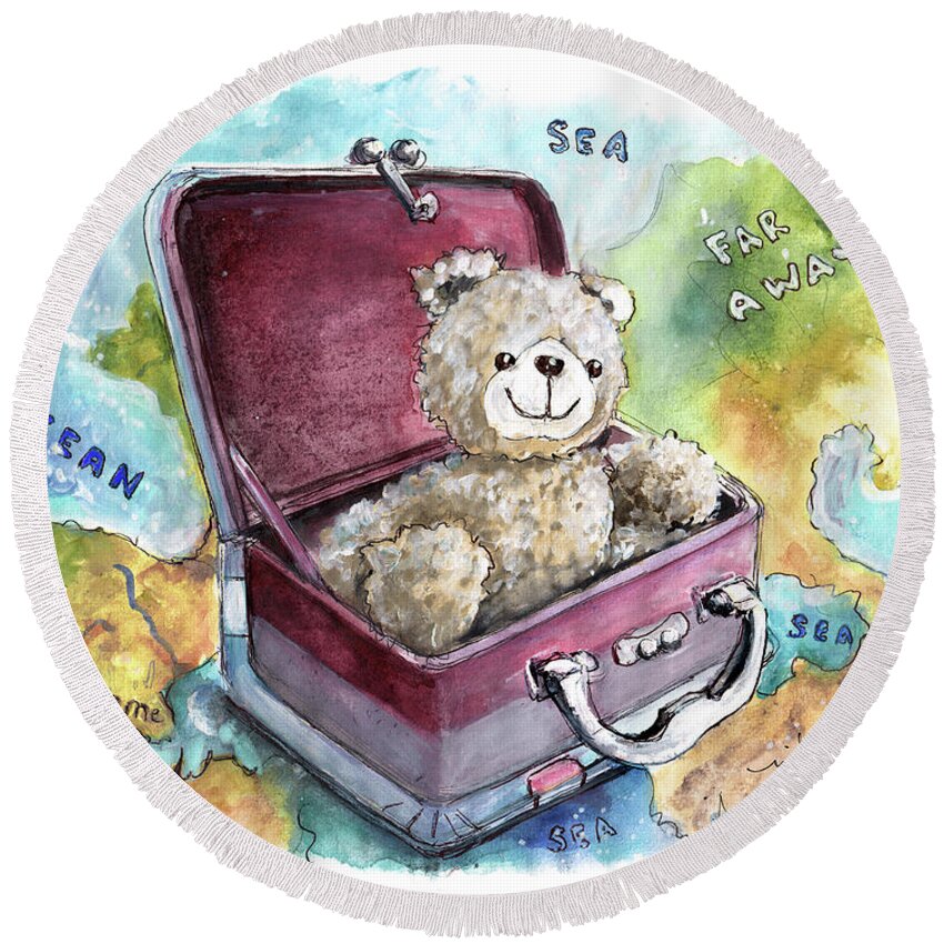 Truffle Mcfurry Round Beach Towel featuring the painting Ramble The Travel Ted by Miki De Goodaboom