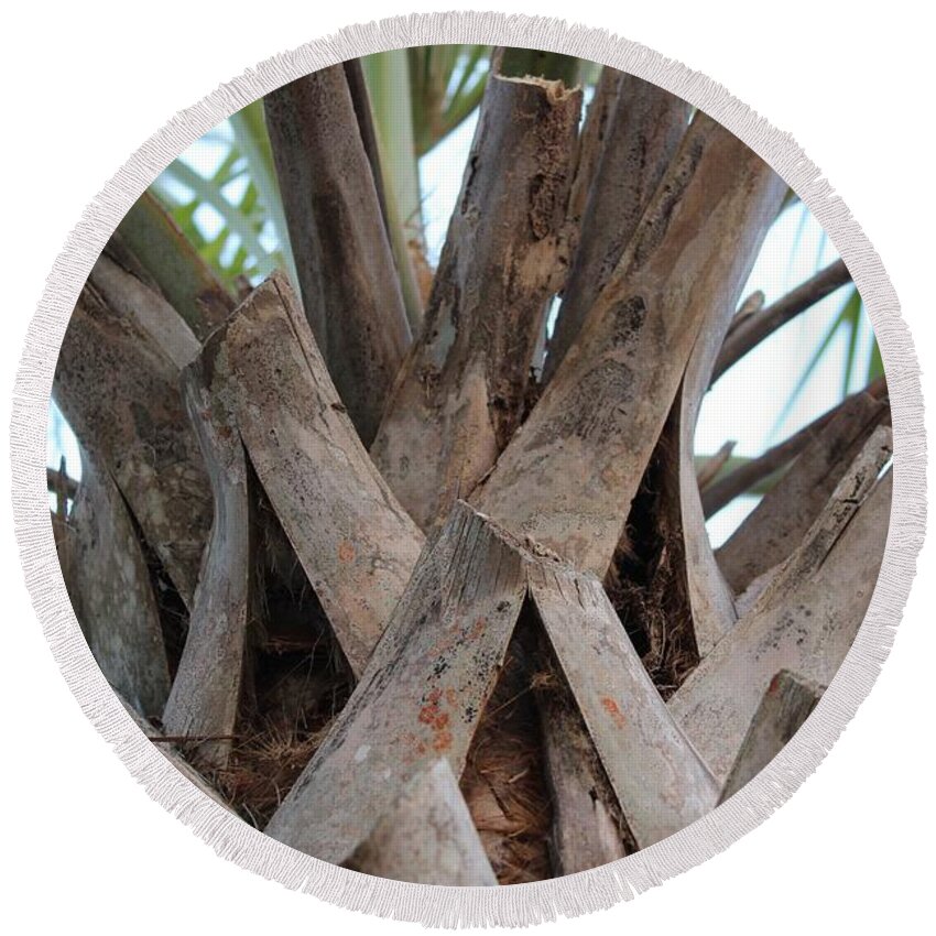  Round Beach Towel featuring the photograph Raw Palm by Elizabeth Harllee