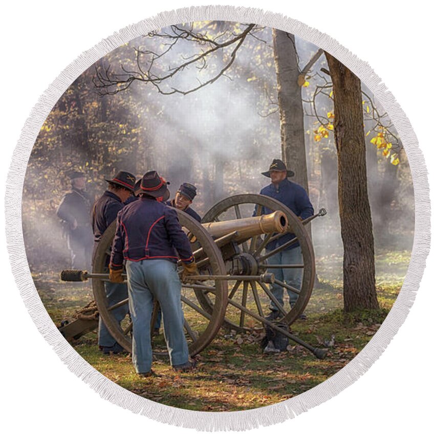 Civil War Round Beach Towel featuring the photograph Ready the Cannons by Susan Rissi Tregoning