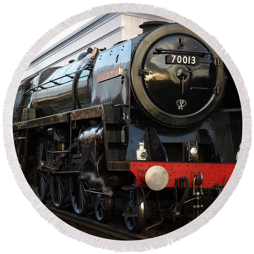 Trains Round Beach Towel featuring the photograph Ready To Go by Richard Denyer
