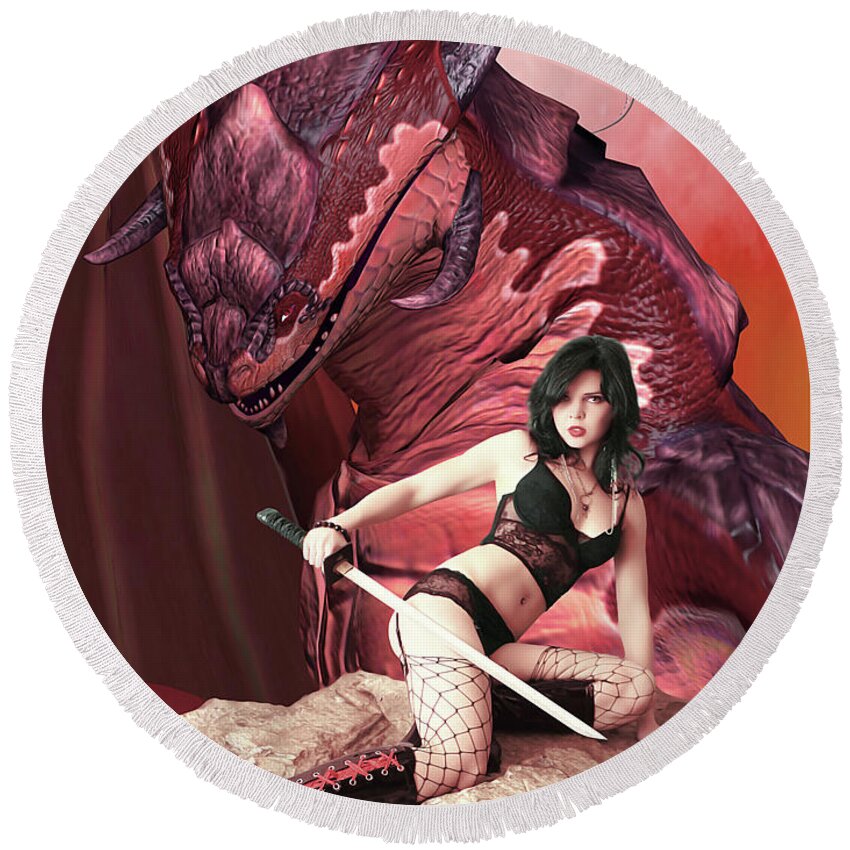 Dragon Round Beach Towel featuring the photograph Rebel Dragon by Jon Volden