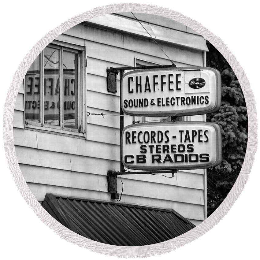 Chaffee Round Beach Towel featuring the photograph Records and Tapes by Lenore Locken