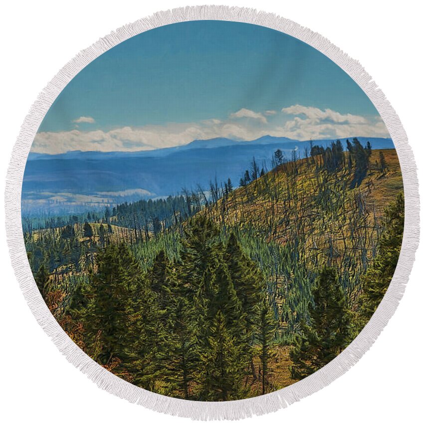 Lisowski Round Beach Towel featuring the photograph Recovery after Fire at Yellowstone by Penny Lisowski