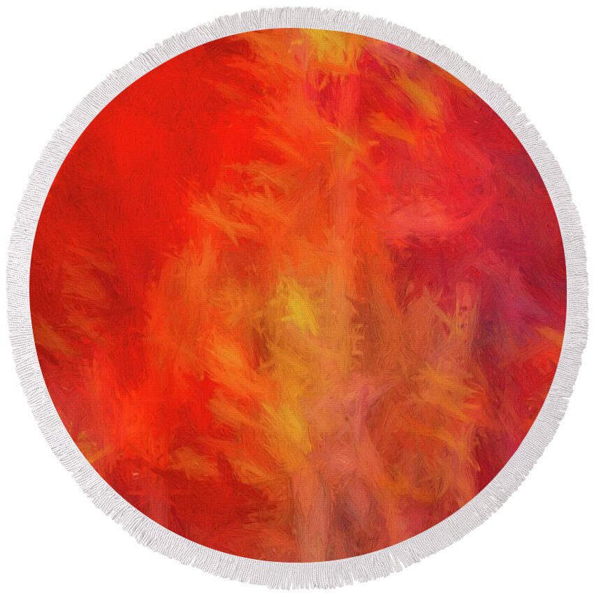 Abstract Round Beach Towel featuring the digital art Red Abstract by Steve DaPonte